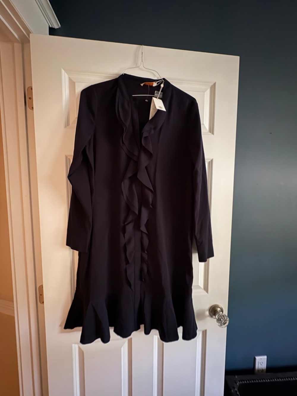 Tory Burch Ruffle front dress NWT navy